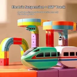 Electric Magnetic Track Set With Anti-Gravity Vehicles - 100+ Pieces Stem Building Toys Creative Diy Railway For Kids Gift Toy