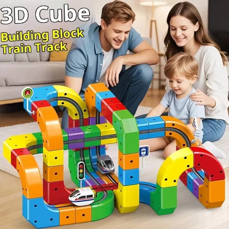 Electric Magnetic Track Set With Anti-Gravity Vehicles - 100+ Pieces Stem Building Toys Creative Diy Railway For Kids Gift Toy