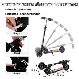 Scooter for Kids Ages 6-12/3-5,Foldable& Height Adjustable,LED Light-up wheels,Max Load 50Kg