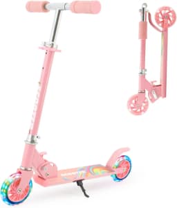 Scooter for Kids Ages 6-12/3-5,Foldable& Height Adjustable,LED Light-up wheels,Max Load 50Kg