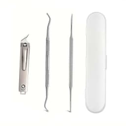 3pcs Set Professional Endogenous Toenail Suit: Stainless Steel File with Lifter and Storage Box-No Odor, Foot and Nail Care