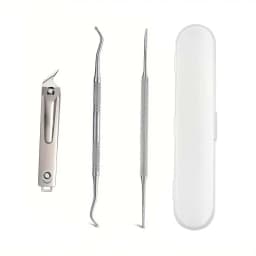 3pcs Set Professional Endogenous Toenail Suit: Stainless Steel File with Lifter and Storage Box-No Odor, Foot and Nail Care