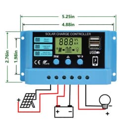 Solar charge Controller 12V/24V 30A 20A 10A Solar Regulator PWM Battery Charger LCD Display Dual USB 5V Output Timer Setting