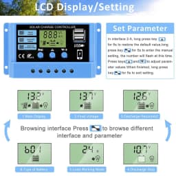 Solar charge Controller 12V/24V 30A 20A 10A Solar Regulator PWM Battery Charger LCD Display Dual USB 5V Output Timer Setting