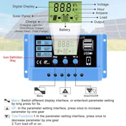Solar charge Controller 12V/24V 30A 20A 10A Solar Regulator PWM Battery Charger LCD Display Dual USB 5V Output Timer Setting