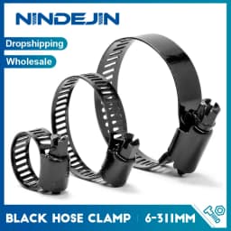 Adjustable Worm Gear Black Hose Clamp 6-311mm Black Plated 304 Stainless Steel Radiator Hose Clamp Fuel Line Clamps For Plumbing