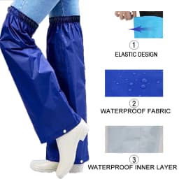 1 Pair Packable Rain Pants – Waterproof Outdoor Leg Cover Lightweight for Hiking Camping Travel Unisex