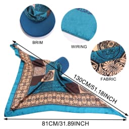 New Women Fashion Printed Satin Headscarf Hat with Brim Sun Hats Summer Soft Breathable Headscarf Caps Baseball Cap