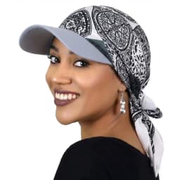 New Women Fashion Printed Satin Headscarf Hat with Brim Sun Hats Summer Soft Breathable Headscarf Caps Baseball Cap