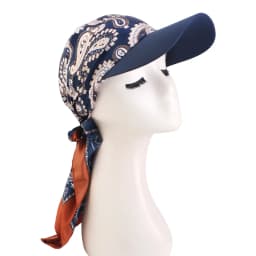 New Women Fashion Printed Satin Headscarf Hat with Brim Sun Hats Summer Soft Breathable Headscarf Caps Baseball Cap