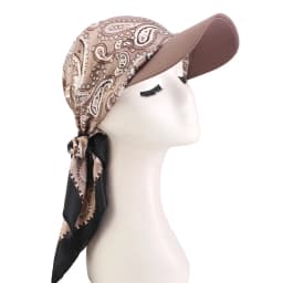 New Women Fashion Printed Satin Headscarf Hat with Brim Sun Hats Summer Soft Breathable Headscarf Caps Baseball Cap