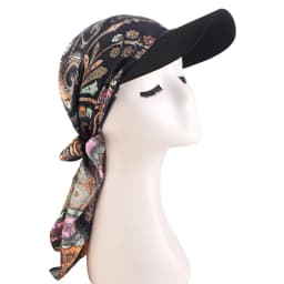 New Women Fashion Printed Satin Headscarf Hat with Brim Sun Hats Summer Soft Breathable Headscarf Caps Baseball Cap