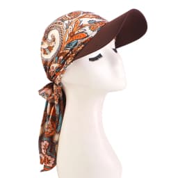New Women Fashion Printed Satin Headscarf Hat with Brim Sun Hats Summer Soft Breathable Headscarf Caps Baseball Cap