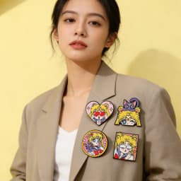 4 Pcs Sailor Moon Heart Shape Enamel Pins Cartoon Brooch Creativity Metal Badges for Backpack Clothing Jewelry Holiday Gift