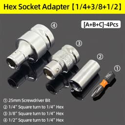 1/4" 3/8” 1/2” Square Drive To 1/4" Hex Shank Socket Adapter Converter Quick Change Bits Holder Repair Hand Tools Accessories