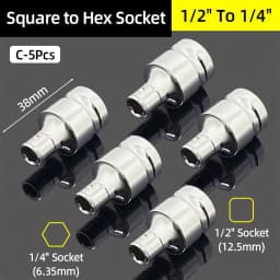 1/4" 3/8” 1/2” Square Drive To 1/4" Hex Shank Socket Adapter Converter Quick Change Bits Holder Repair Hand Tools Accessories