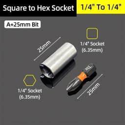1/4" 3/8” 1/2” Square Drive To 1/4" Hex Shank Socket Adapter Converter Quick Change Bits Holder Repair Hand Tools Accessories