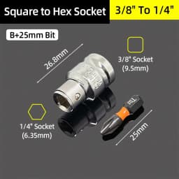1/4" 3/8” 1/2” Square Drive To 1/4" Hex Shank Socket Adapter Converter Quick Change Bits Holder Repair Hand Tools Accessories