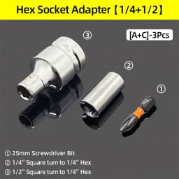 1/4" 3/8” 1/2” Square Drive To 1/4" Hex Shank Socket Adapter Converter Quick Change Bits Holder Repair Hand Tools Accessories