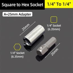 1/4" 3/8” 1/2” Square Drive To 1/4" Hex Shank Socket Adapter Converter Quick Change Bits Holder Repair Hand Tools Accessories