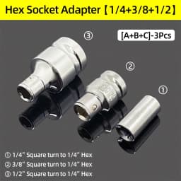 1/4" 3/8” 1/2” Square Drive To 1/4" Hex Shank Socket Adapter Converter Quick Change Bits Holder Repair Hand Tools Accessories