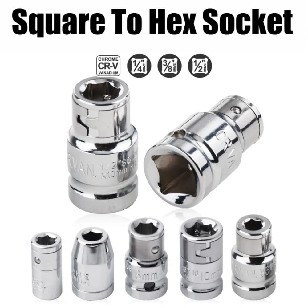 1/4" 3/8” 1/2” Square Drive To 1/4" Hex Shank Socket Adapter Converter Quick Change Bits Holder Repair Hand Tools Accessories