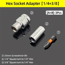 1/4" 3/8” 1/2” Square Drive To 1/4" Hex Shank Socket Adapter Converter Quick Change Bits Holder Repair Hand Tools Accessories