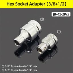 1/4" 3/8” 1/2” Square Drive To 1/4" Hex Shank Socket Adapter Converter Quick Change Bits Holder Repair Hand Tools Accessories