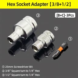 1/4" 3/8” 1/2” Square Drive To 1/4" Hex Shank Socket Adapter Converter Quick Change Bits Holder Repair Hand Tools Accessories