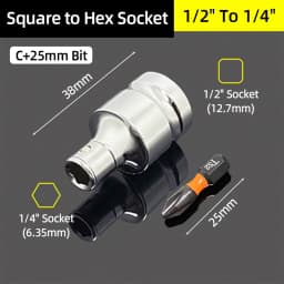 1/4" 3/8” 1/2” Square Drive To 1/4" Hex Shank Socket Adapter Converter Quick Change Bits Holder Repair Hand Tools Accessories