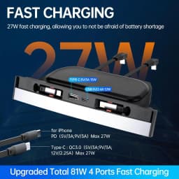 USB Hub for Tesla Model Y 2020-2024 Model 3 2020-2023 with Sliding Cover Multi Ports Fast Charger with Retractable Cables Waterp