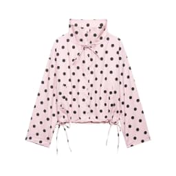 HH Women Elegant Fashion Polka Dot Pink Jacket Single Breasted High Collar Drawstring Coat Spring Lady Trend Street Outwear