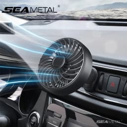 SEAMETAL 3 Speed 5V 1A Car USB Cooling Fan 360 Degree Adjustable Air Outlet Car Fan 5-Blade Low Noise for Car Truck SUV Sedan