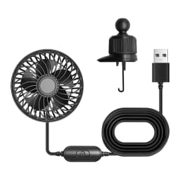 SEAMETAL 3 Speed 5V 1A Car USB Cooling Fan 360 Degree Adjustable Air Outlet Car Fan 5-Blade Low Noise for Car Truck SUV Sedan