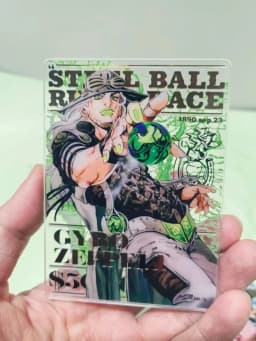 JoJo Adventure Steel Ball Run Gyro Zeppeli Johnny Joestar Acrylic Transparent Card Cosplay Decor Props Fans Collection Gift