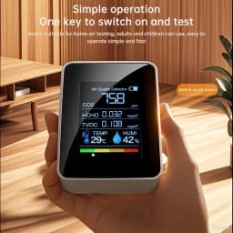 2026 5-in-1 Dioxide Detector Formaldehyde/TVOC/CO₂/Temperature/Humidity Air Quality Monitor Audible and Visual Alarm Function