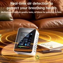 2026 5-in-1 Dioxide Detector Formaldehyde/TVOC/CO₂/Temperature/Humidity Air Quality Monitor Audible and Visual Alarm Function