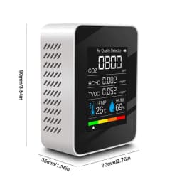 2026 5-in-1 Dioxide Detector Formaldehyde/TVOC/CO₂/Temperature/Humidity Air Quality Monitor Audible and Visual Alarm Function