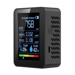 2026 5-in-1 Dioxide Detector Formaldehyde/TVOC/CO₂/Temperature/Humidity Air Quality Monitor Audible and Visual Alarm Function
