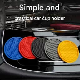 4 PCS Car Silicone Cup Holder, Universal Round Car Interior Storage Compartment Anti-Slip Mat, Center Console Cup Holder Mat