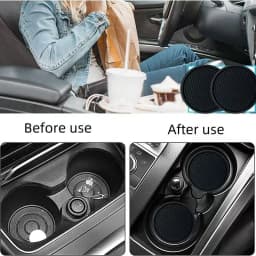 4 PCS Car Silicone Cup Holder, Universal Round Car Interior Storage Compartment Anti-Slip Mat, Center Console Cup Holder Mat