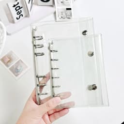 M5/A8/A7/A6 Transparent Binder, Sticker Book, Sticker Storage Book, Double-Clasp Soft Leather Notebook, Pp Transparent Refillable Pages, Large Capacity Portable Binder, Suitable for Photo Albums, Scrapbooks, Sticker Bo