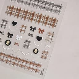 1pcs 5D Black White Lace Striped Nail Art Stickers Luxury Crystal Diamond Nail Stickers Pearl Autumn Winter Nails Decals DIY