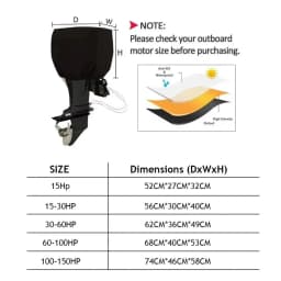 New 15-150HP Full Outboard Engine Cover Anti-scratch Sun Protection Motor Engine Boat Cover 210D Oxford Cloth Waterproof Cover