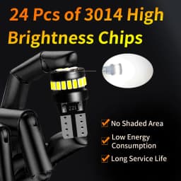 Canbus T10 W5W LED Small Bulbs with Ultra Powerful Bright 3014 24Chipsets 360Degree Lightings for Car Turn Signals