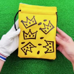 Crown Golf Valuable Item Bag, Funny Golf Valuables Pouch Golf Tee Pattern, PU Leather Golf Tee Pouch with Drawstring Closure