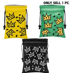 Crown Golf Valuable Item Bag, Funny Golf Valuables Pouch Golf Tee Pattern, PU Leather Golf Tee Pouch with Drawstring Closure