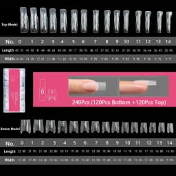 240Pcs New Sandwich Nail Dual Forms Reusable Mixed 15 Sizes Short Oval Square Top & Bottom Nail Mold Set For Builder Extension