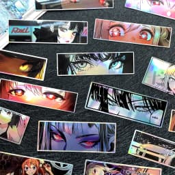 32PCS JDM Anime Girl Laser Rainbow Stickers Moto Bike Scooter Auto Body Fuel Tank Helmet Vinyl Motorcycle Stickers