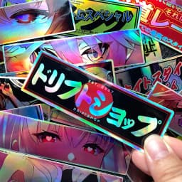 32PCS JDM Anime Girl Laser Rainbow Stickers Moto Bike Scooter Auto Body Fuel Tank Helmet Vinyl Motorcycle Stickers